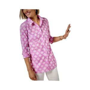 TALBOTS COTTON BUTTON FRONT SHIRT-TREE OF LIFE.
